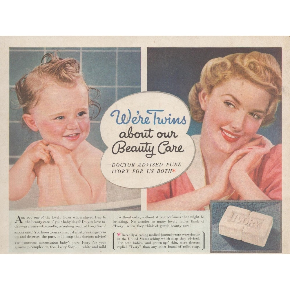 Vintage 1941 Ivory Soap Print Ad WWII Era Mother Baby 1940s Laundry Room Decor